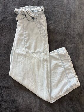 Cloth & Stone Anthropologie Wide Leg Pants Size XS Raw Hem Boho Cropped Casual